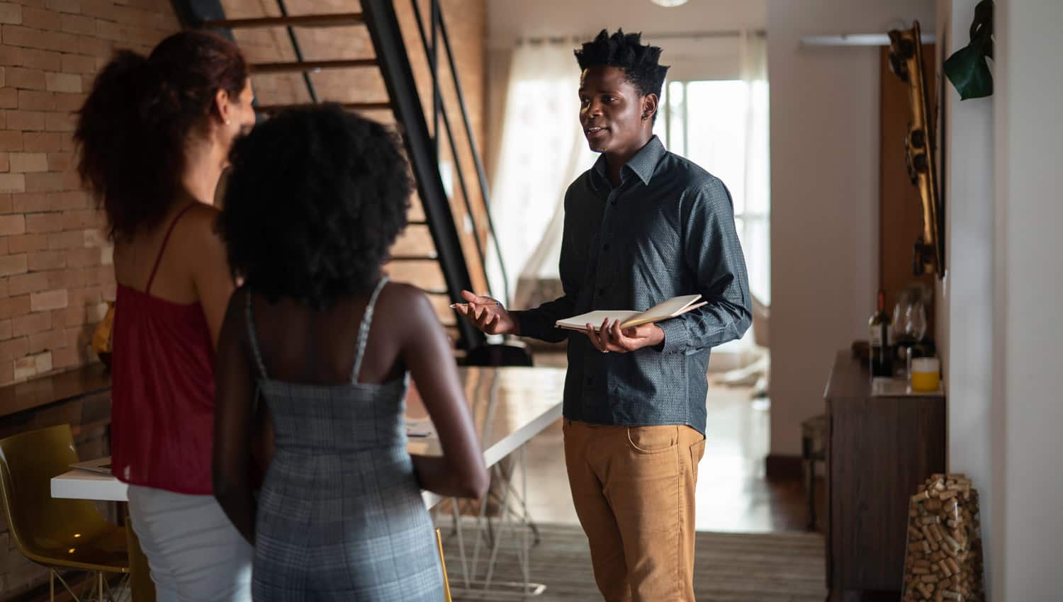 leasing agent showing an apartment