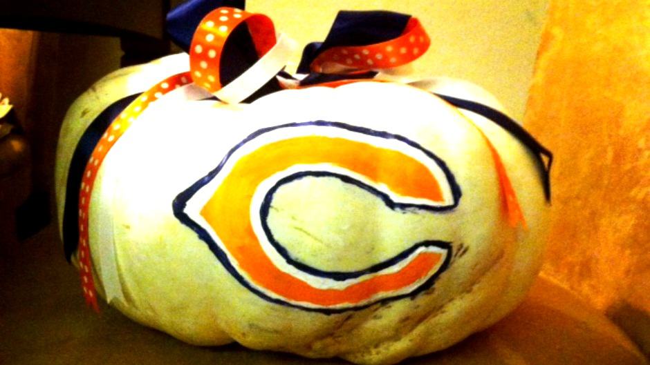 Image for Pumpkin Painting How-To: Chicago Bears Pumpkin