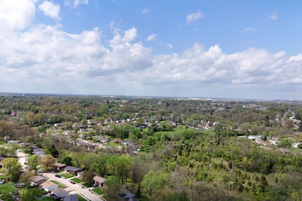 Drone view of suburban houses in Florence, Kentucky