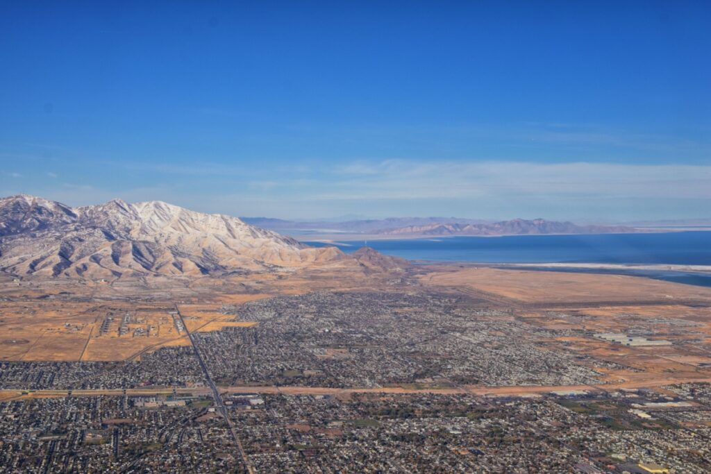 Stunning areal view of a clear day in Magna, Utah