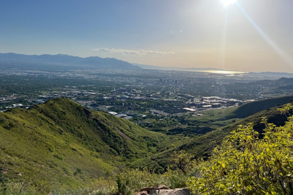 View from a mountain hike overlooking Salt Lake City, Utah