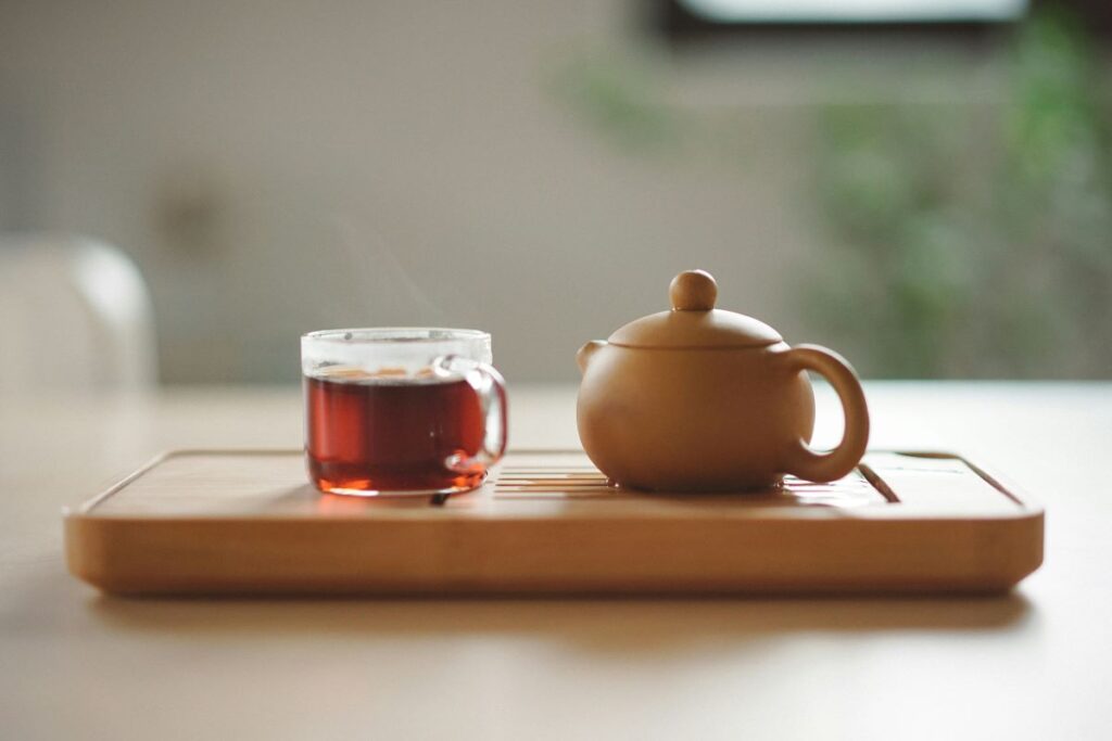 Tea area in home to promote a calm aesthetic